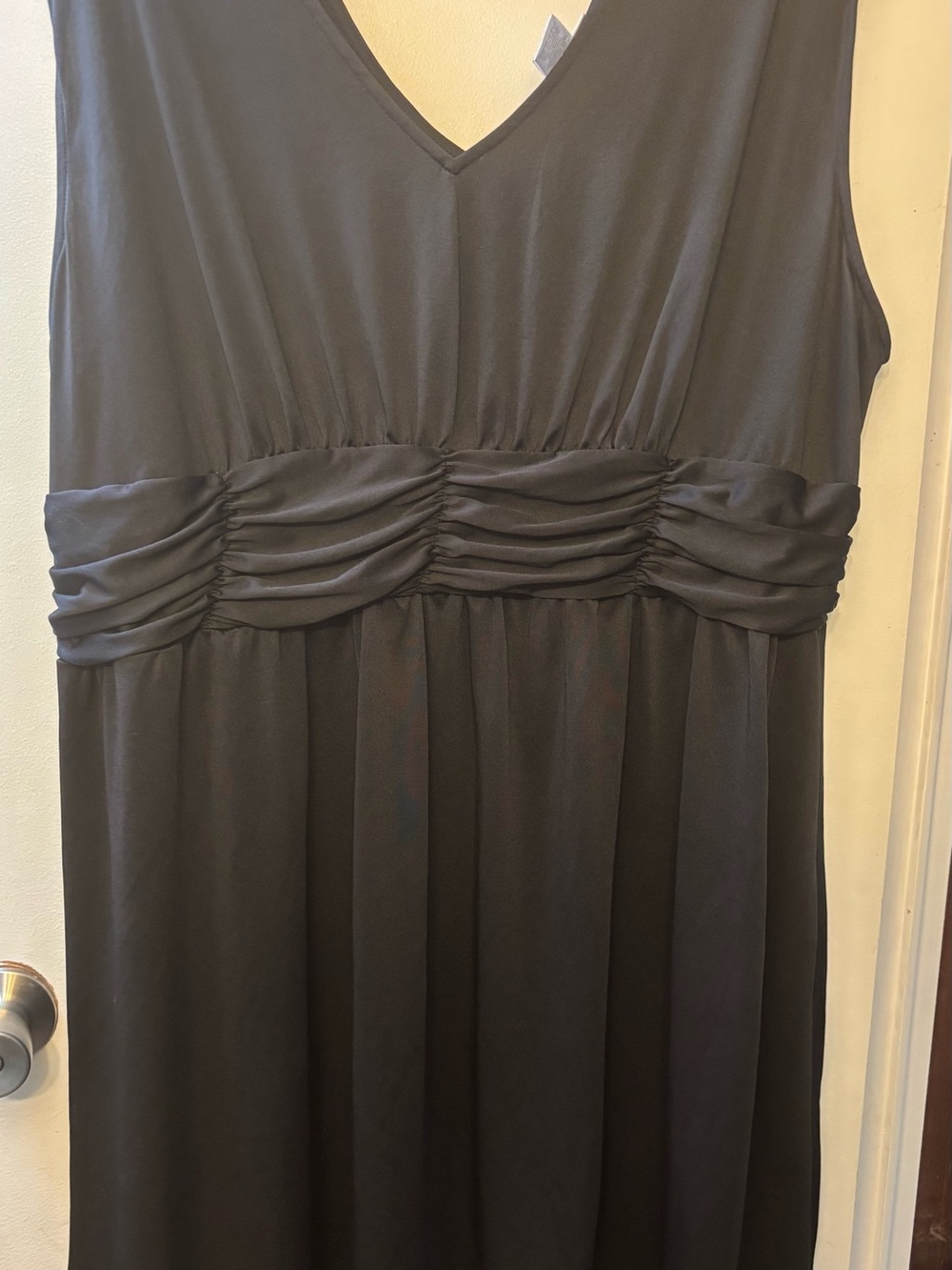 Elegant Black V-Neck Ruched Waist Maxi Dress by Tessuto 4xl